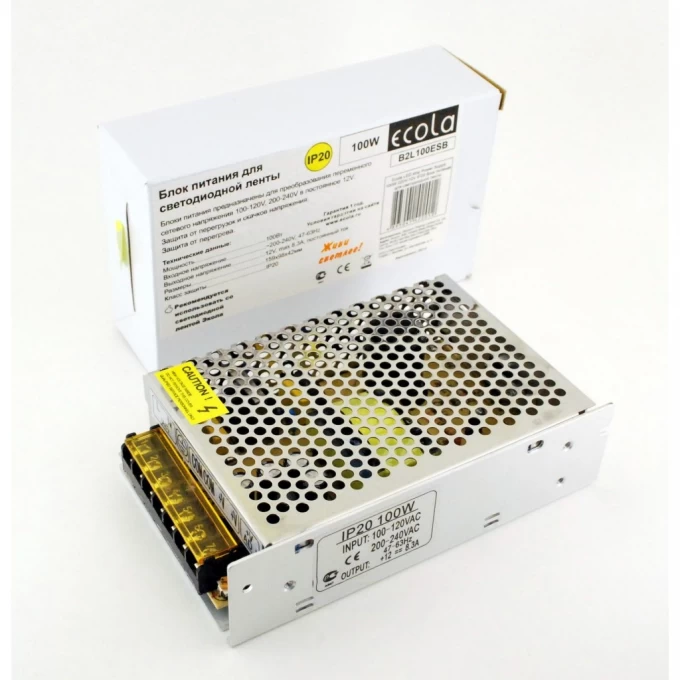 Блок питания ECOLA LED STRIP POWER SUPPLY для светодиодной ленты 100W 220V-12V IP20 B2L100ESB Блок питания ECOLA LED STRIP POWER SUPPLY для светодиодной ленты 100W 220V-12V IP20 B2L100ESB