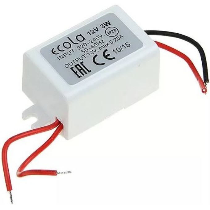 Блок питания ECOLA LED STRIP POWER SUPPLY для светодиодной ленты 3W 220V-12V IP20 B2M003ESB