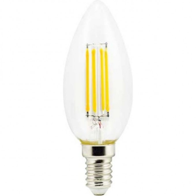 Лампа ECOLA CANDLE LED PREMIUM 7,0W 220V E14 6000K 360° filament прозрачная нитевидная свеча (Ra 80, 100 Lm/W, КП=0) 96х37 N4QD70ELC