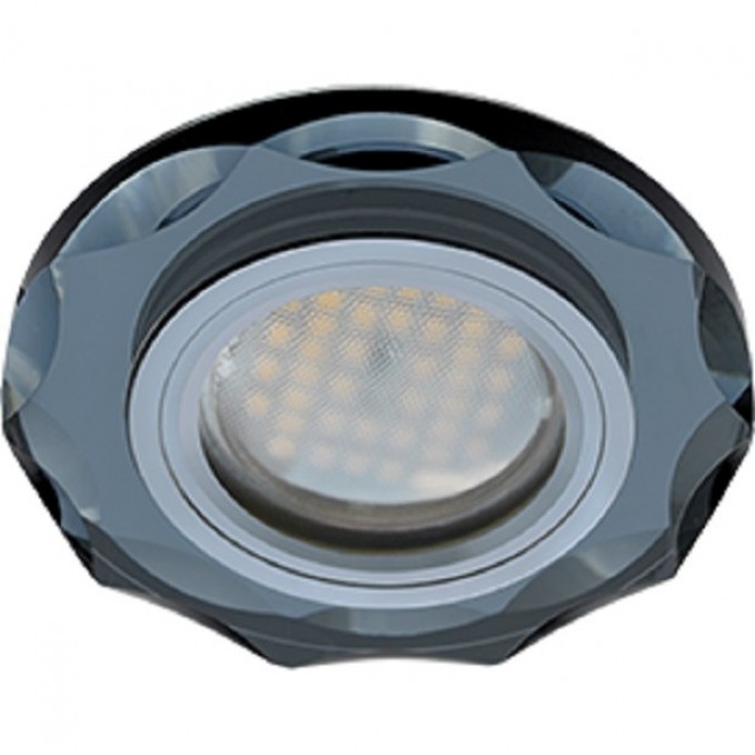 Светильник ECOLA MR16 DL1653 GU5.3 Glass Стекло Круг с вогнутыми гранями Черный / Черный хром 25x90 (кd74) FB1653EFF