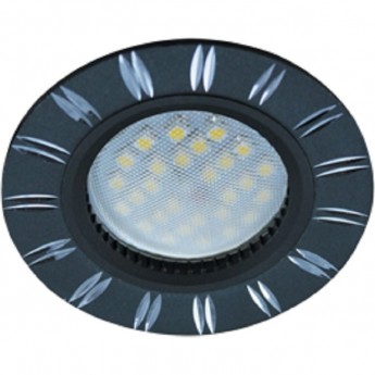 Светильник ECOLA MR16 DL3184 GU5.3 встр. литой (скрытый крепеж лампы) Черный/Алюм Двойные Реснички по кругу 23x78 (кd74)