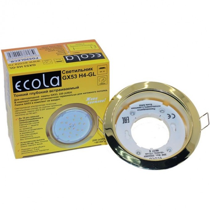 Встраиваемый светильник ECOLA GX53 H4 черный хром, золото FU53H4ECB