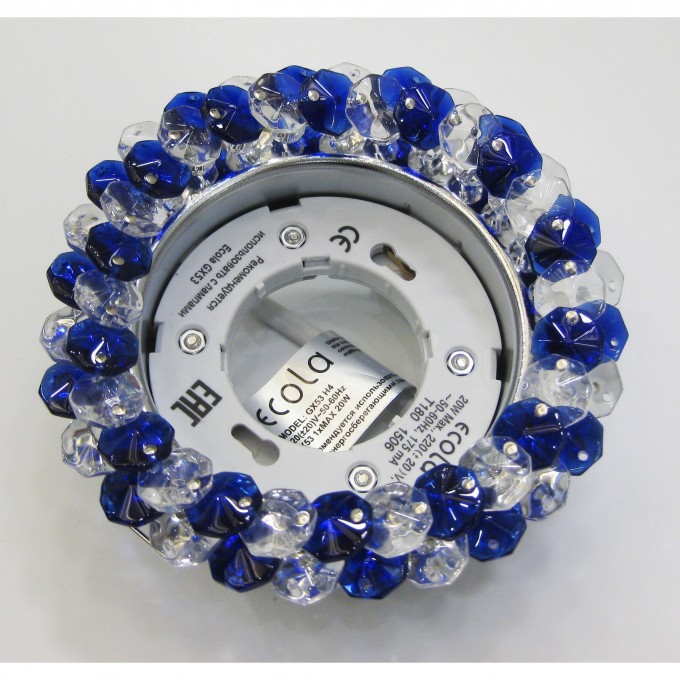 Встраиваемый светильник ECOLA GX53 H4 GLASS прозрачный, голубой, хром FL53RYECB