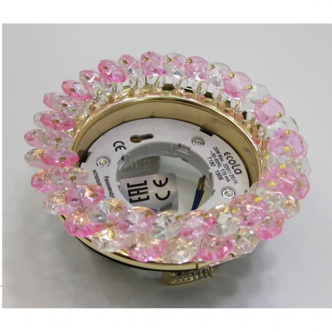 Встраиваемый светильник ECOLA GX53 H4 GLASS прозрачный, розовый, золото FF53RYECB