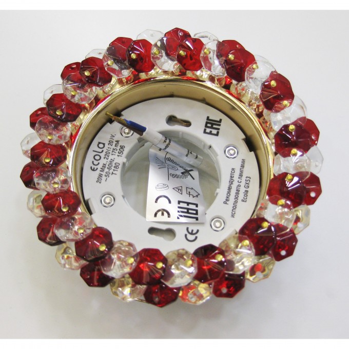 Встраиваемый светильник ECOLA GX53 H4 GLASS прозрачный, рубин, золото FR53RYECB