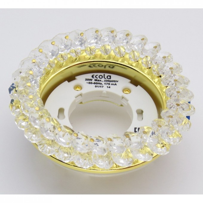 Встраиваемый светильник ECOLA GX53 H4 GLASS прозрачный, золото FD53RYECB