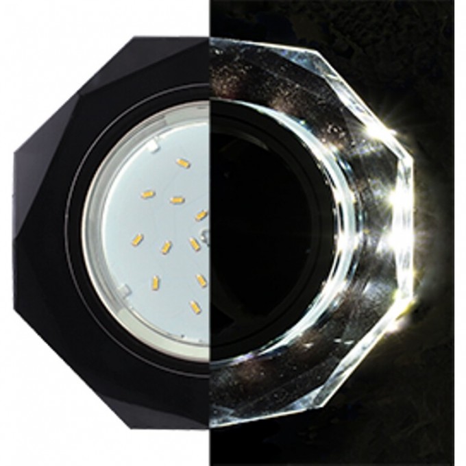 Встраиваемый светильник ECOLA GX53 H4 LD5312 GLASS черный хром, черный SP538AECH