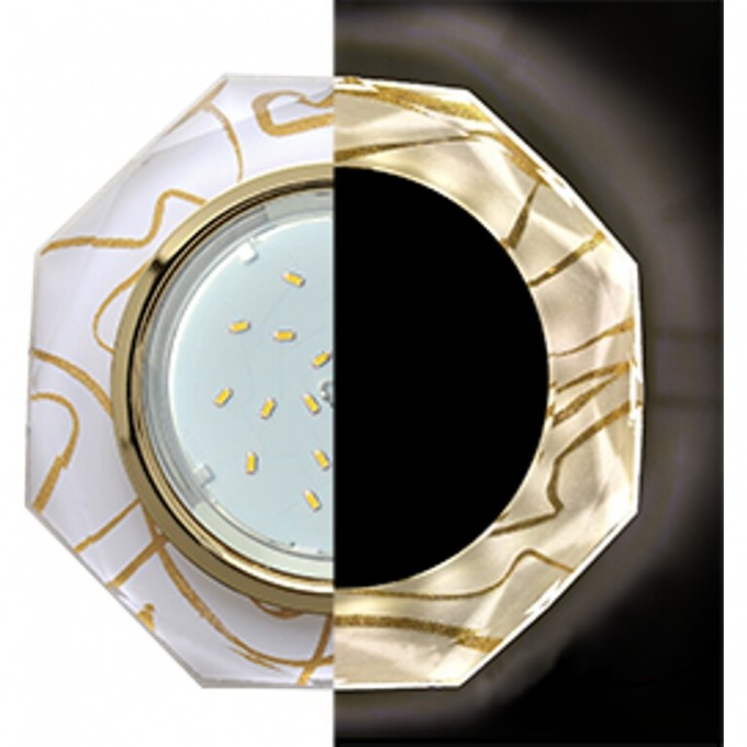 Встраиваемый светильник ECOLA GX53 H4 LD5312 GLASS золото, белый SG538AECH