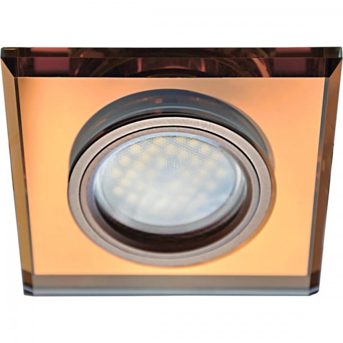Встраиваемый светильник ECOLA MR16 DL1650 GU5.3 GLASS янтарь, черненая медь FA1651EFF