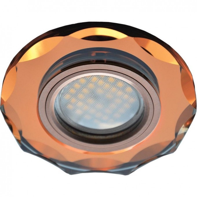 Встраиваемый светильник ECOLA MR16 DL1650 GU5.3 GLASS янтарь, черненая медь FA1653EFF