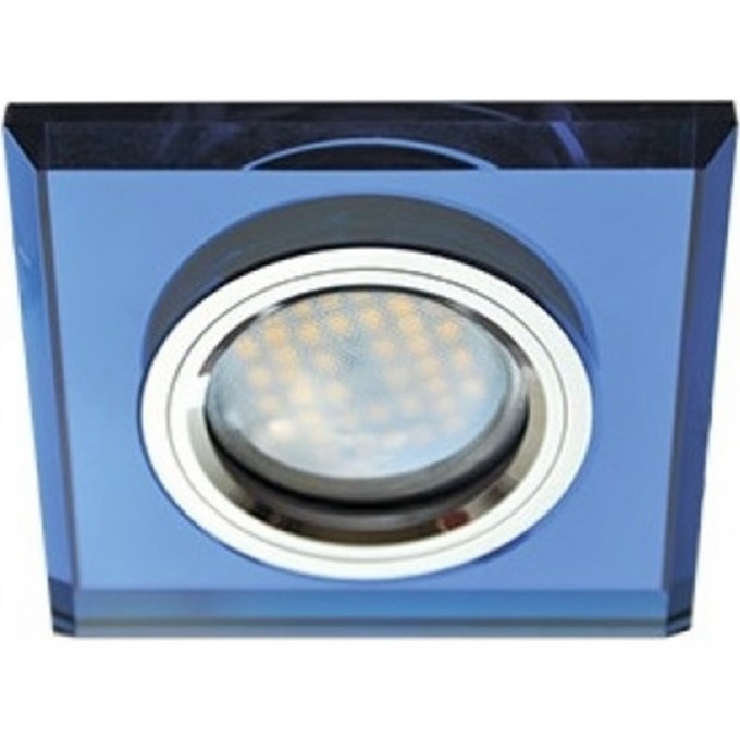 Встраиваемый светильник ECOLA MR16 DL1651 GLASS голубой, хром FL1651EFF