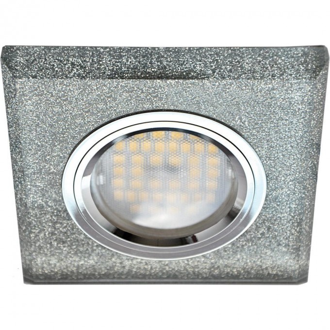 Встраиваемый светильник ECOLA MR16 DL1651 GLASS серебряный блеск, хром FS1651EFF