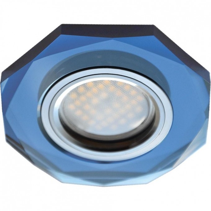 Встраиваемый светильник ECOLA MR16 DL1652 GLASS голубой, хром FL1652EFF